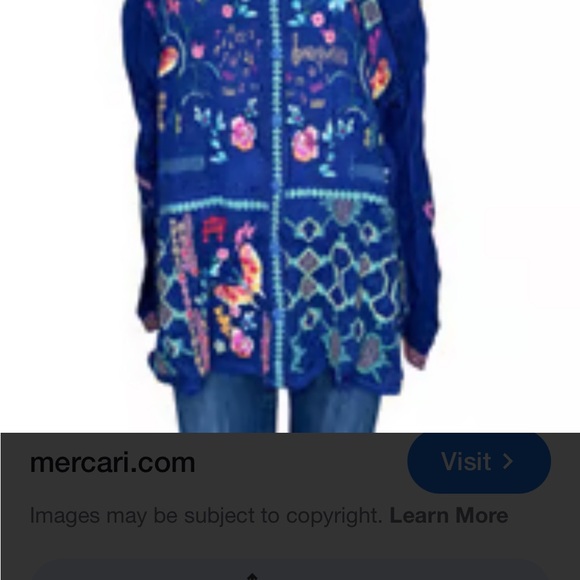 New Johnny Was Navy Floral Embroidered Button Front Blouse size XL - Picture 10 of 12